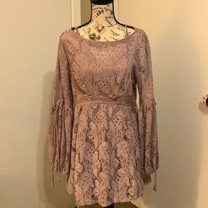 Free People rose pink lace dress with slip